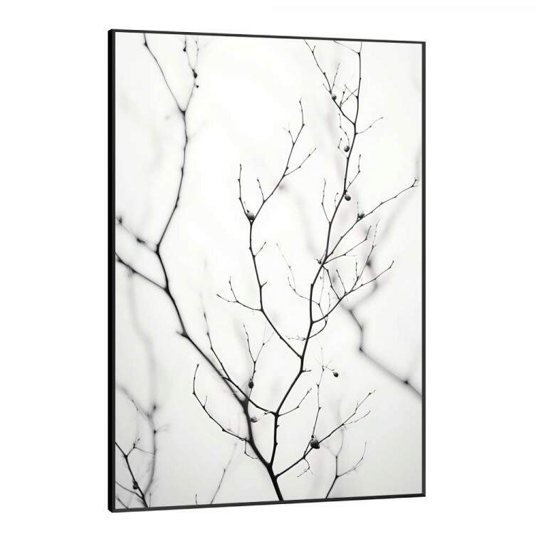 Quadro Decorativo Galho Com Folhas Secas Com Fundo Embaado