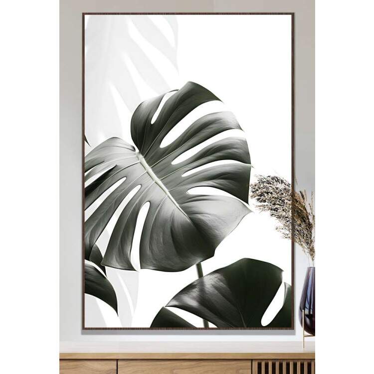 Quadro Decorativo Planta Monstera Efeito Preto e Branco