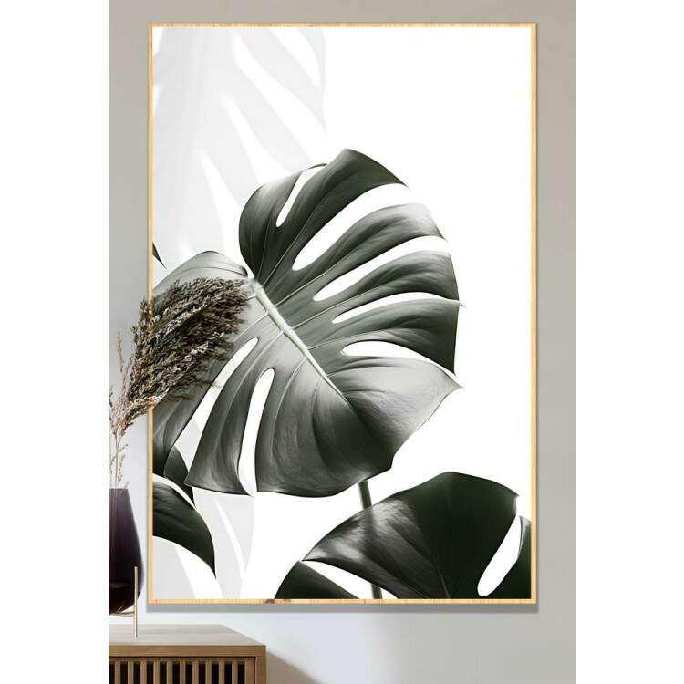 Quadro Decorativo Planta Monstera Efeito Preto e Branco