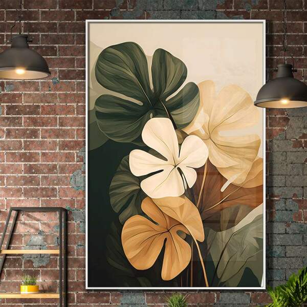 Quadro Decorativo Plantas Em Tons Pastis