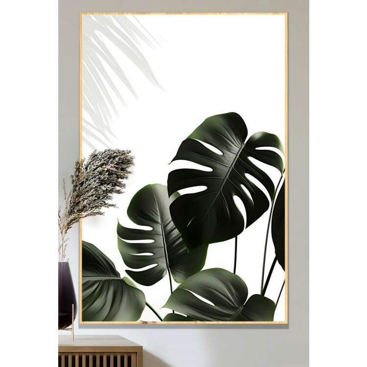 Quadro Decorativo Plantas Esverdeadas Fundo Branco