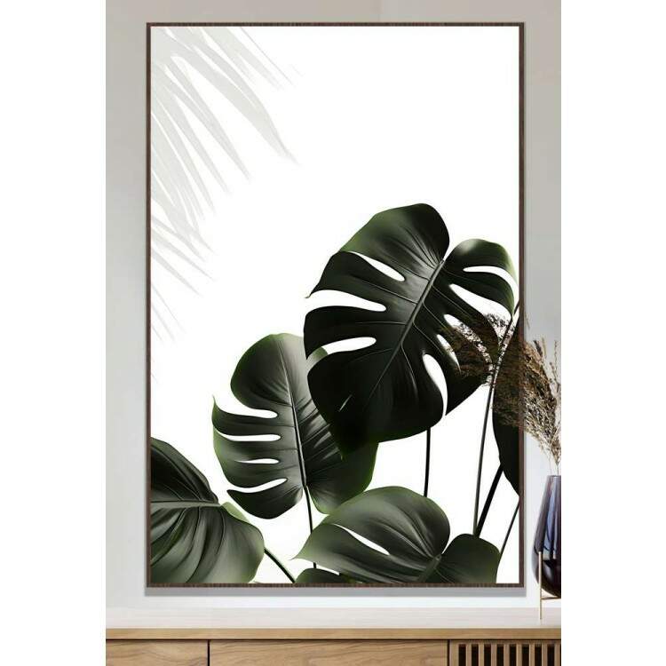 Quadro Decorativo Plantas Esverdeadas Fundo Branco