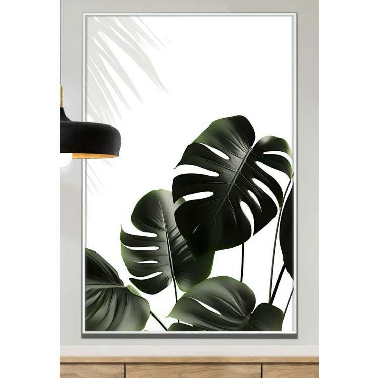 Quadro Decorativo Plantas Esverdeadas Fundo Branco