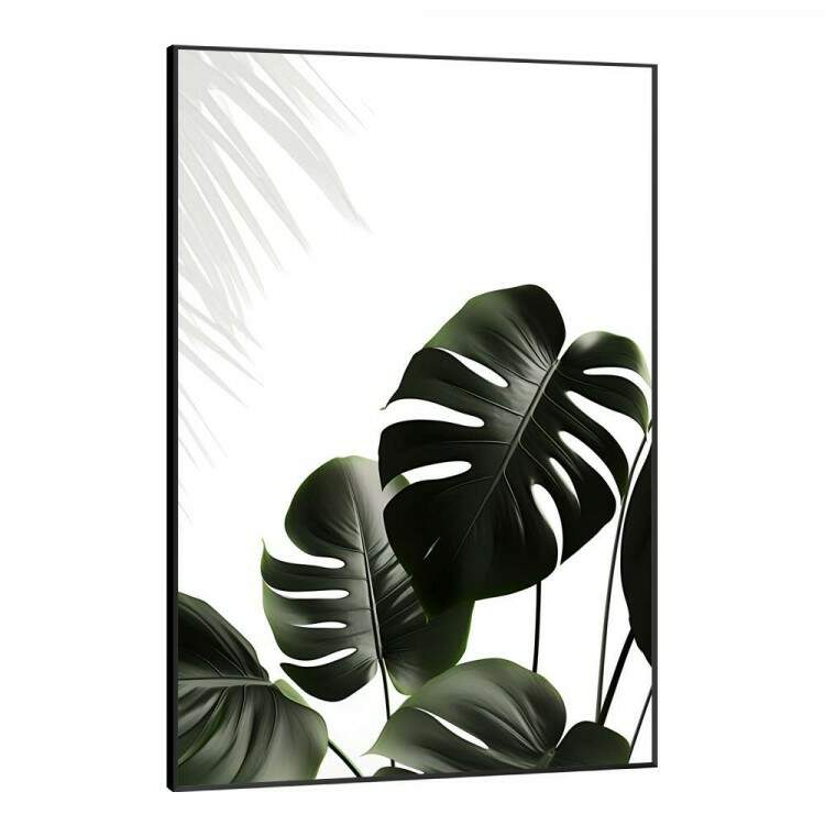 Quadro Decorativo Plantas Esverdeadas Fundo Branco