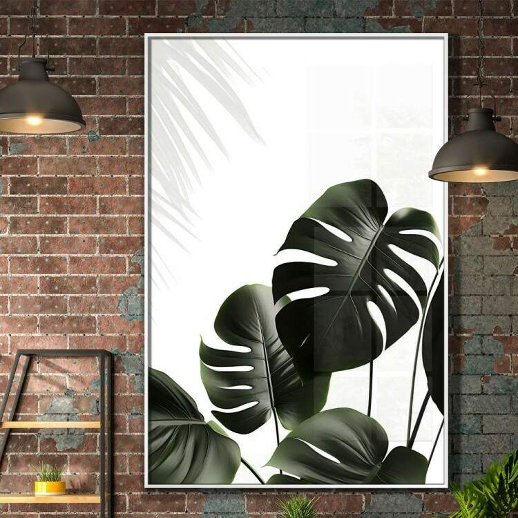 Quadro Decorativo Plantas Esverdeadas Fundo Branco