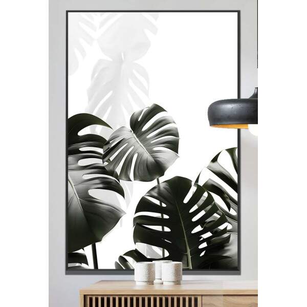 Quadro Decorativo Plantas Preto e Branco