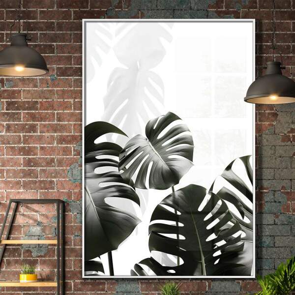 Quadro Decorativo Plantas Preto e Branco