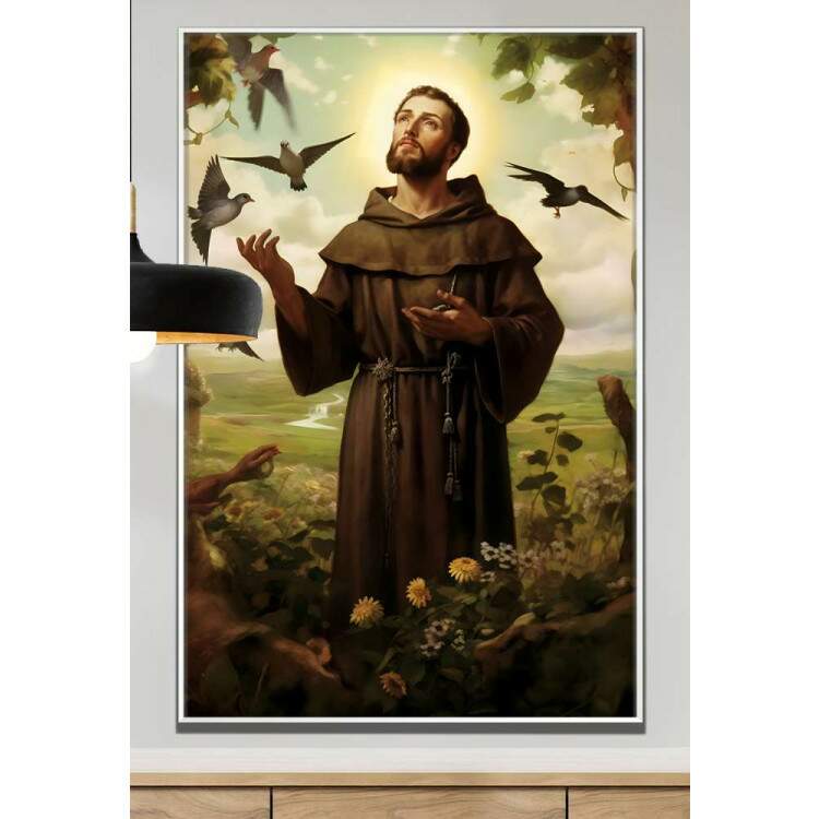 Quadro Decorativo Santo Antnio com Fundo de Natureza