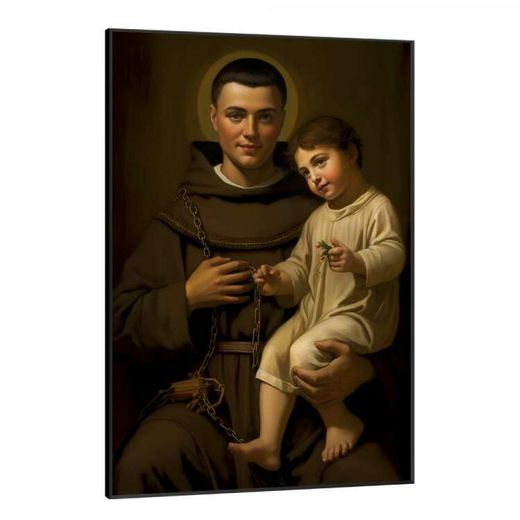 Quadro Decorativo Santo Antnio com Criana no Colo