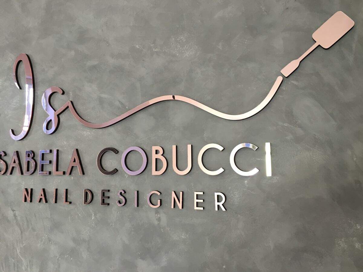 Logo Personalizado 3D Para Parede - Madeira com Espelho MF