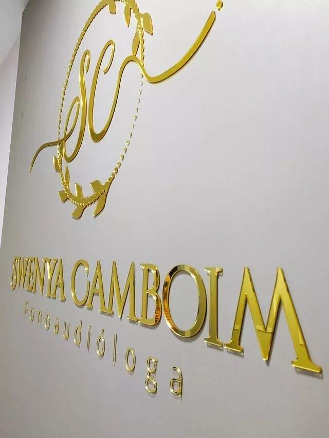 Logo Personalizado 3D Para Parede - Madeira com Espelho MF