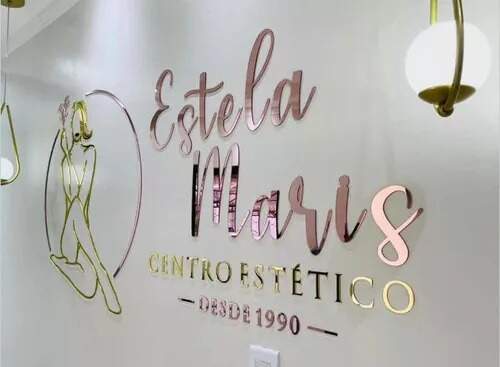 Logo Personalizado 3D Para Parede - Madeira com Espelho MF