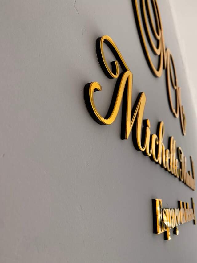 Logo Personalizado 3D Para Parede - Madeira com Espelho MF