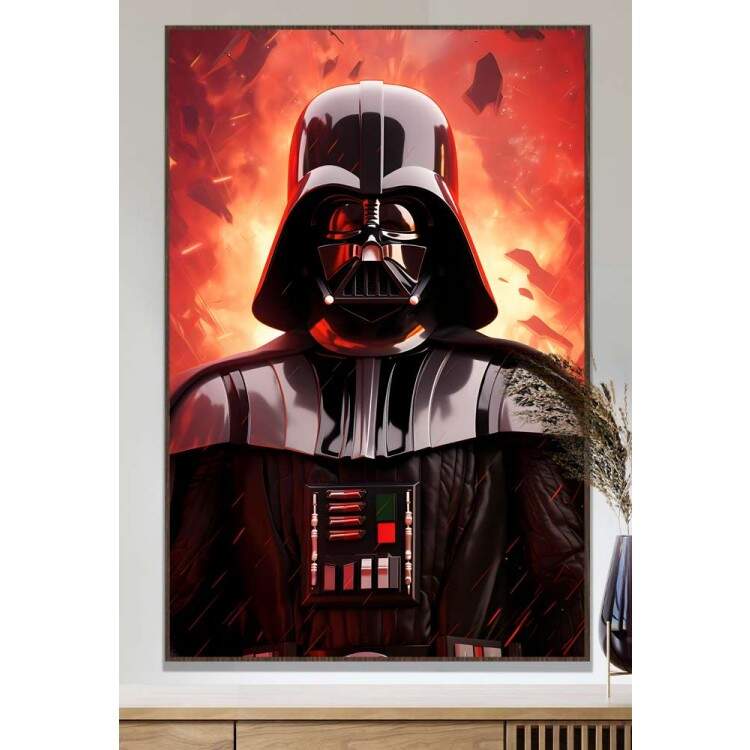 Quadro Decorativo Darth Vader Fundo Vermelho