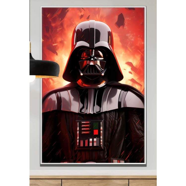 Quadro Decorativo Darth Vader Fundo Vermelho