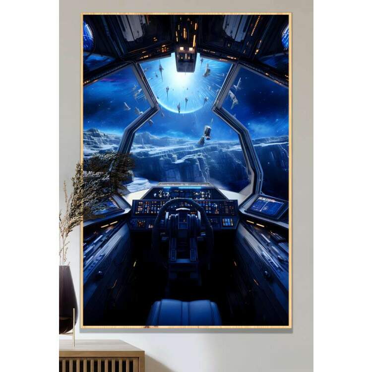 Quadro Decorativo Espao Inspirado na Nave Jedi Starfighter do Filme Star Wars