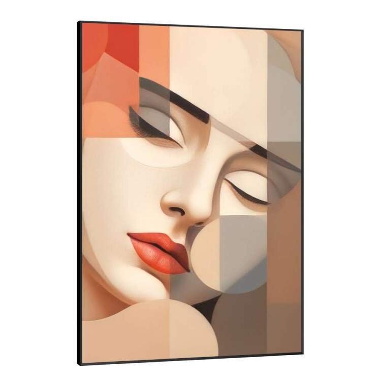 Quadro Decorativo Abstrato Rosto de Mulher Geomtrico