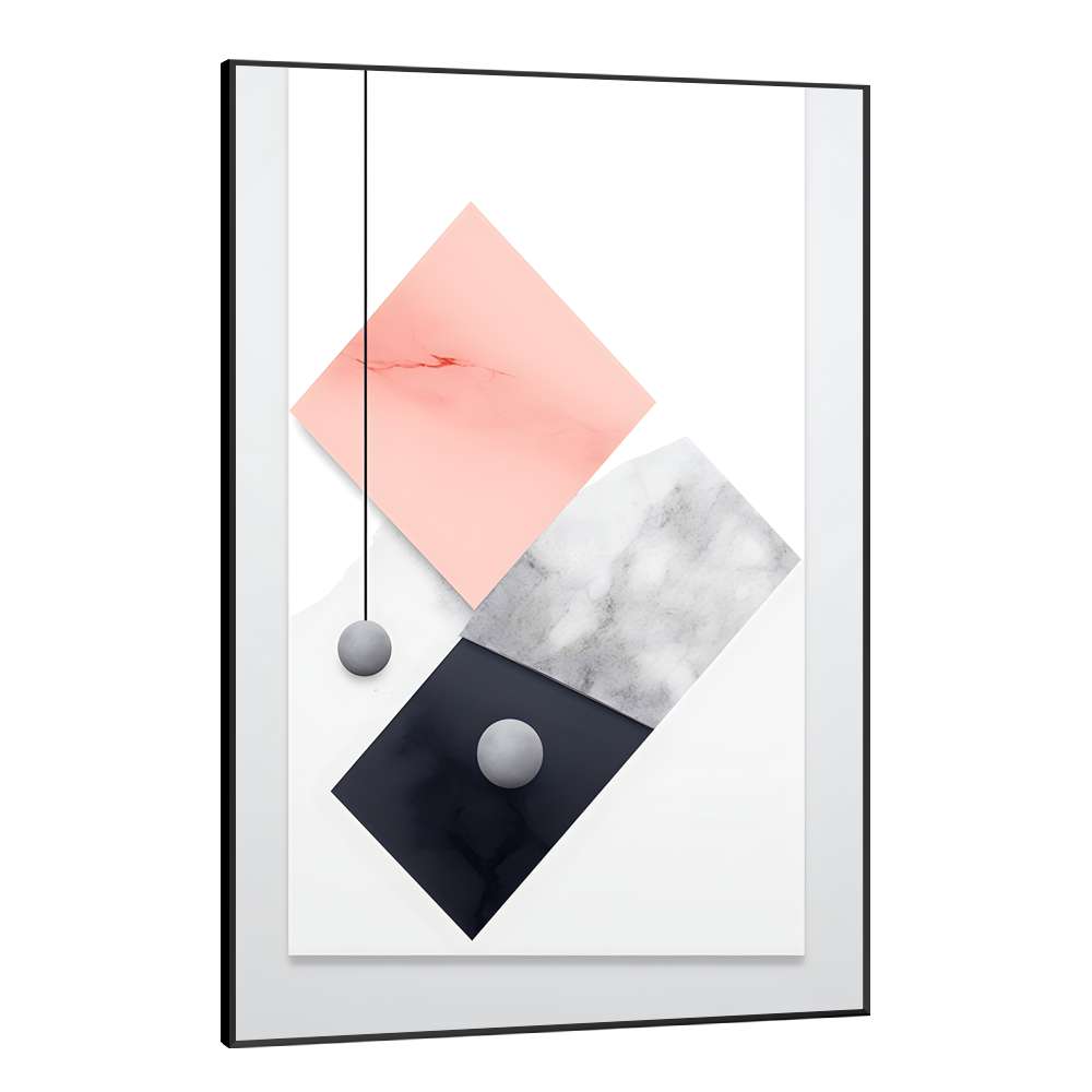 Quadro Decorativo Geomtrico Arte Abstrata Fundo Branco Estilo Mrmore