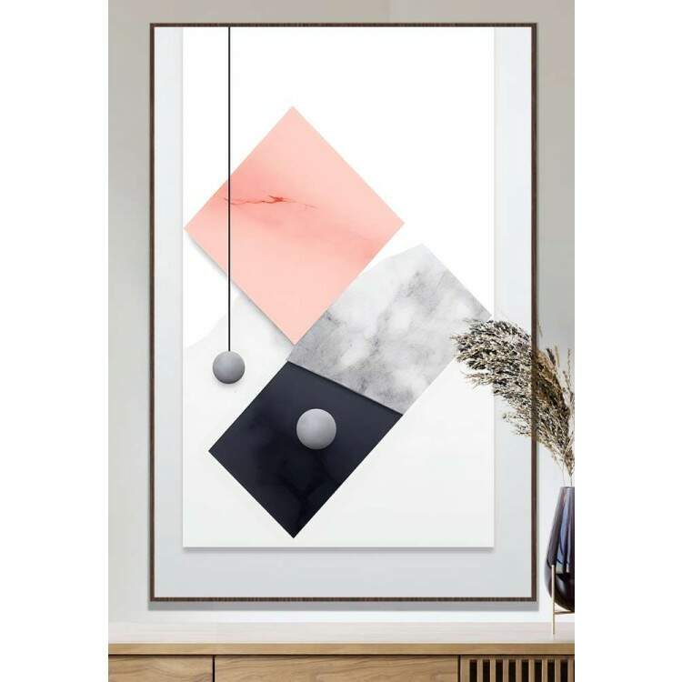 Quadro Decorativo Geomtrico Arte Abstrata Fundo Branco Estilo Mrmore