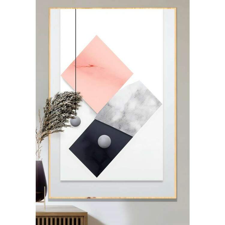 Quadro Decorativo Geomtrico Arte Abstrata Fundo Branco Estilo Mrmore