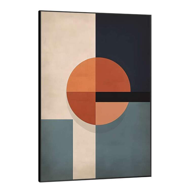 Quadro Decorativo Arte Abstrata Figuras Geomtricas Crculo Laranja