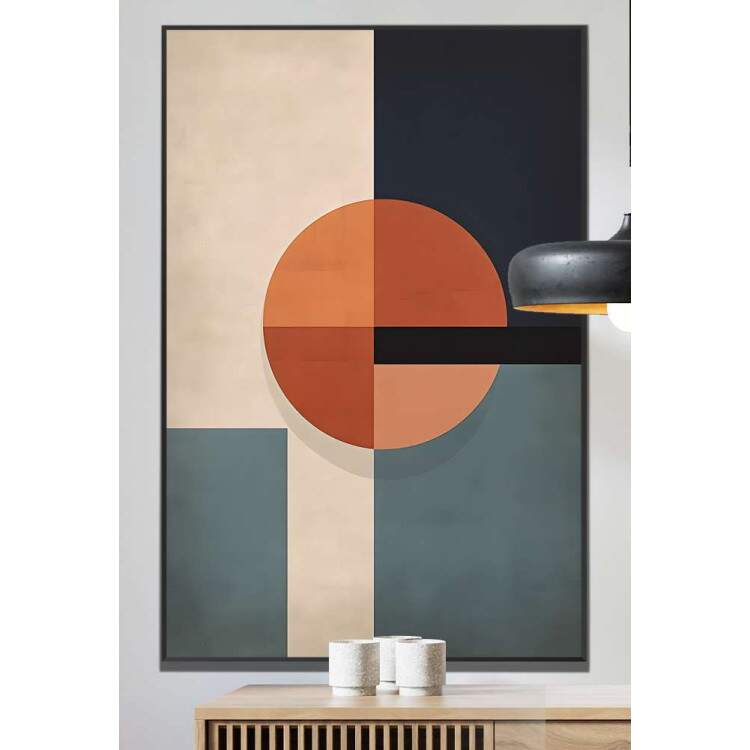 Quadro Decorativo Arte Abstrata Figuras Geomtricas Crculo Laranja