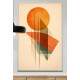Quadro Decorativo Arte Abstrata Figuras Geom�tricas C�rculo Laranja Fundo Bege