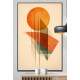 Quadro Decorativo Arte Abstrata Figuras Geom�tricas C�rculo Laranja Fundo Bege