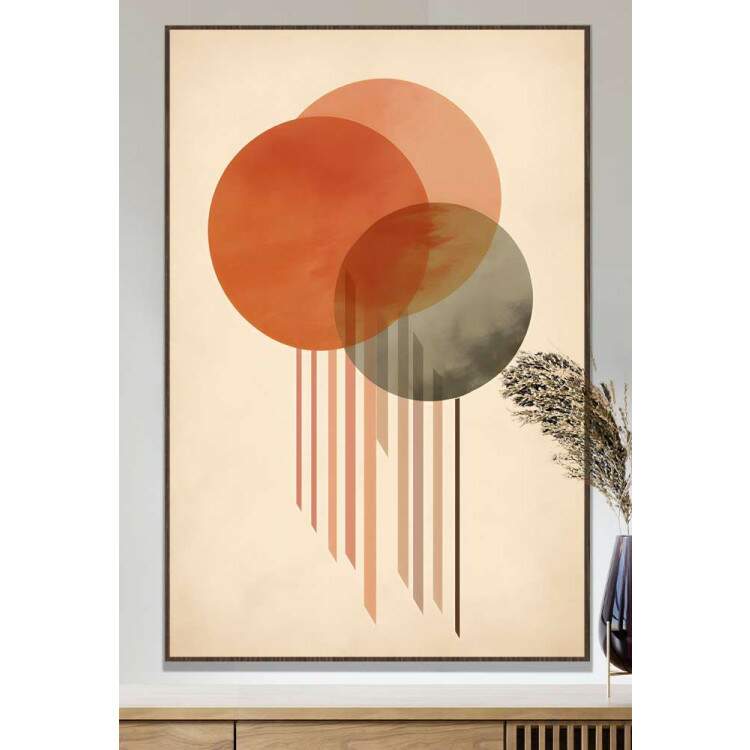 Quadro Decorativo Arte Abstrata Figuras Geomtricas Crculos Laranjas