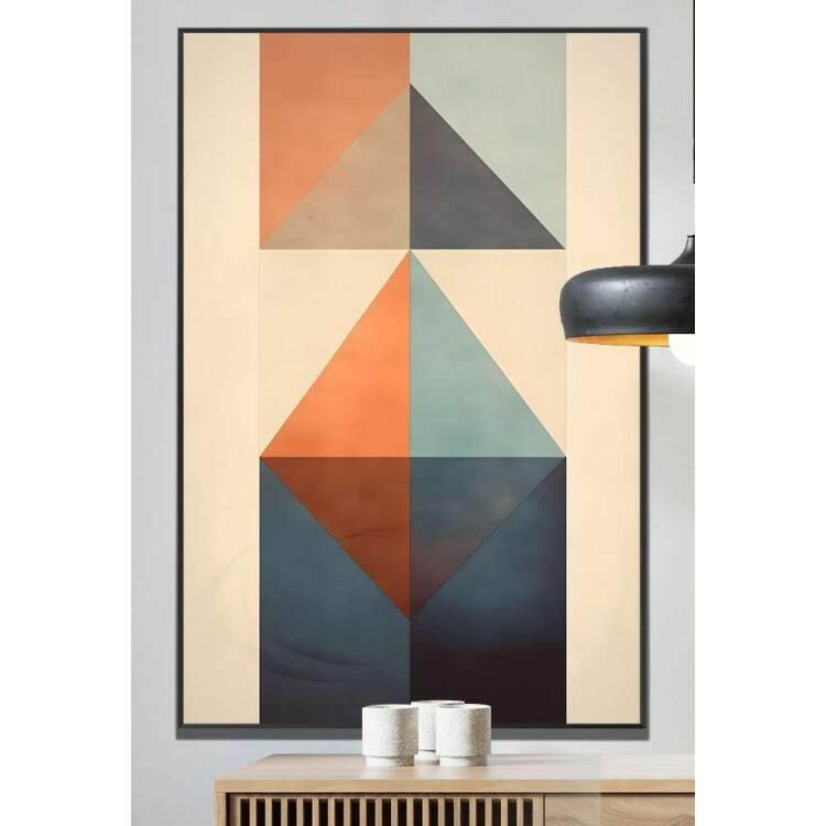 Quadro Decorativo Arte Abstrata Figuras Geomtricas Fundo Bege