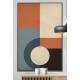 Quadro Decorativo Arte Abstrata Figuras Geom�tricas Tons de Azul e Laranja