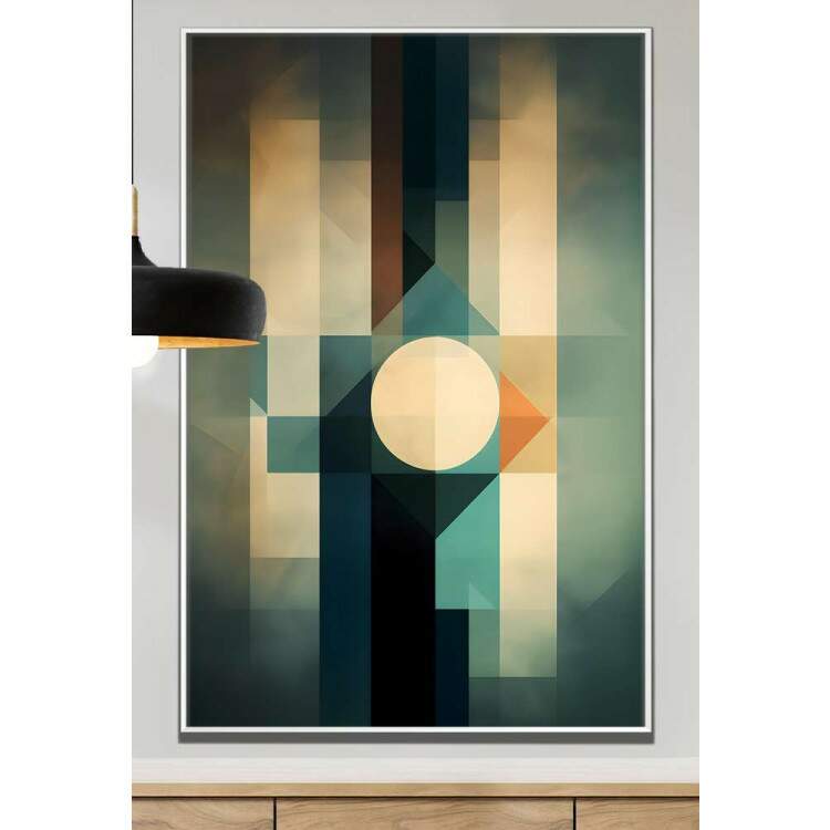 Quadro Decorativo Arte Abstrata Figuras Geomtricas Tons de Verde