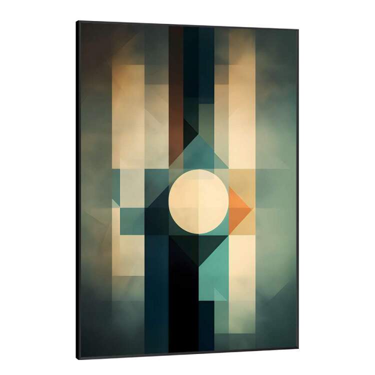 Quadro Decorativo Arte Abstrata Figuras Geomtricas Tons de Verde