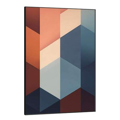 Quadro Decorativo Geomtrico Arte Abstrata Azul e Laranja