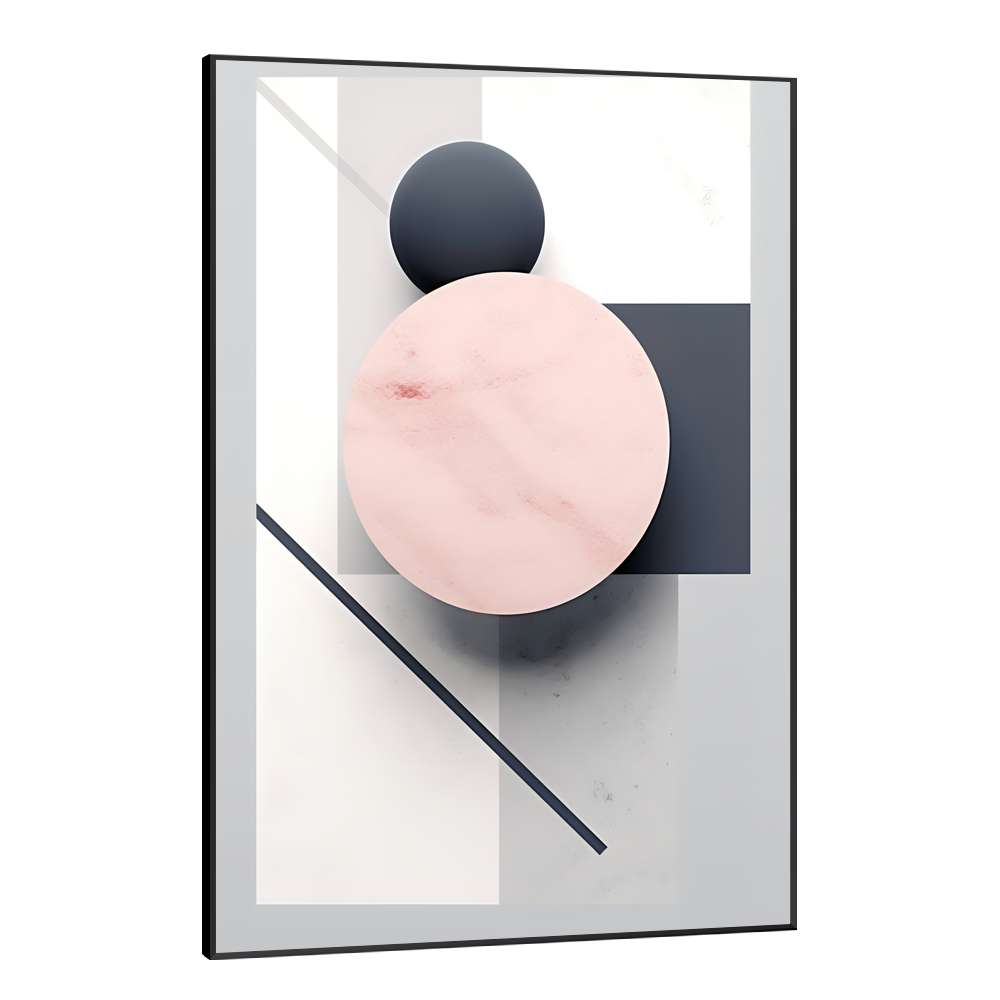 Quadro Decorativo Geomtrico Arte Abstrata com Crculo Rosa