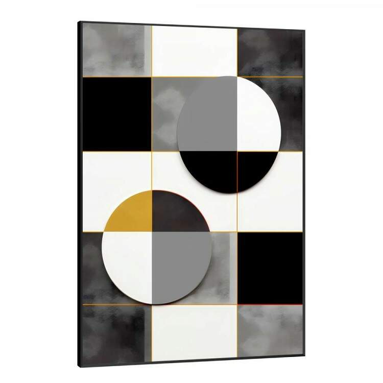 Quadro Decorativo Geomtrico Arte Abstrata Crculos e Quadrados