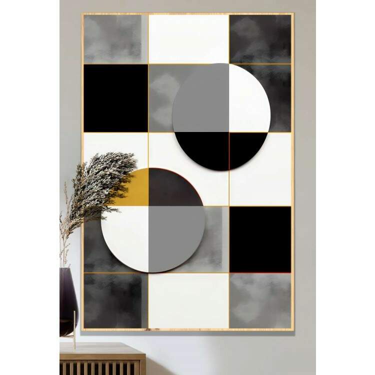 Quadro Decorativo Geomtrico Arte Abstrata Crculos e Quadrados