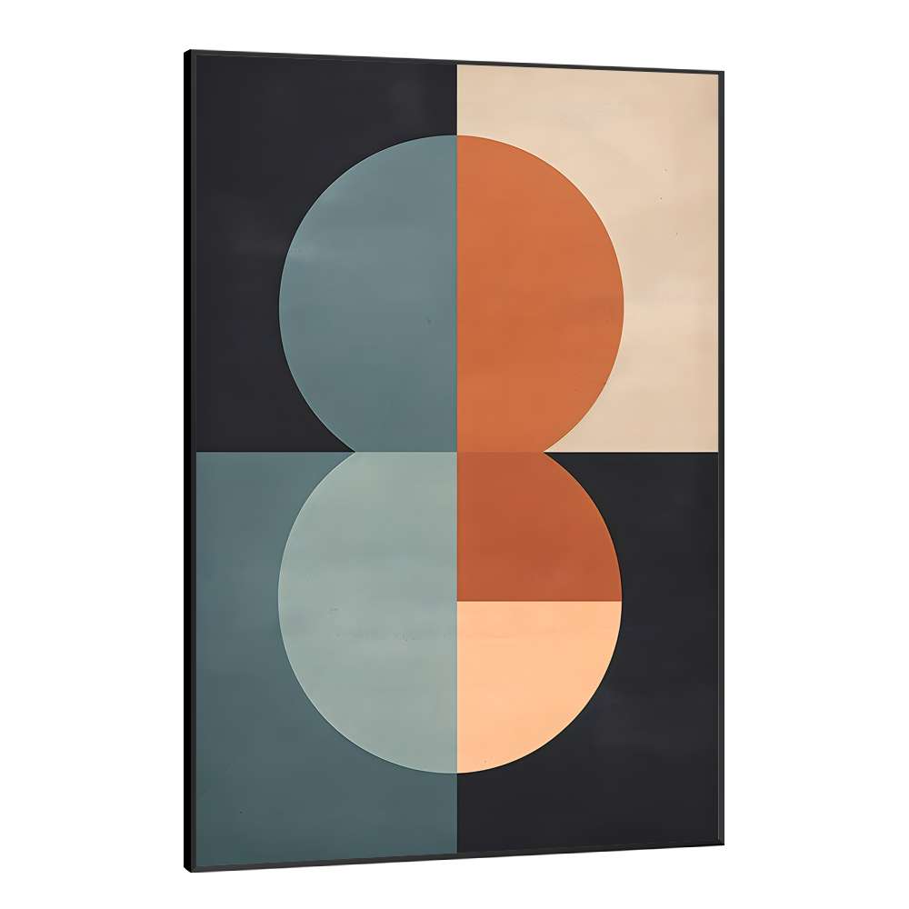 Quadro Decorativo Geomtrico Arte Abstrata Laranja e Azul