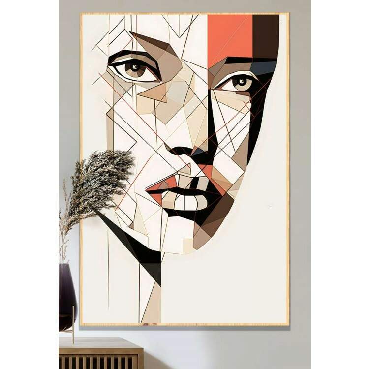 Quadro Decorativo Geomtrico Arte Abstrata Rosto de Mulher