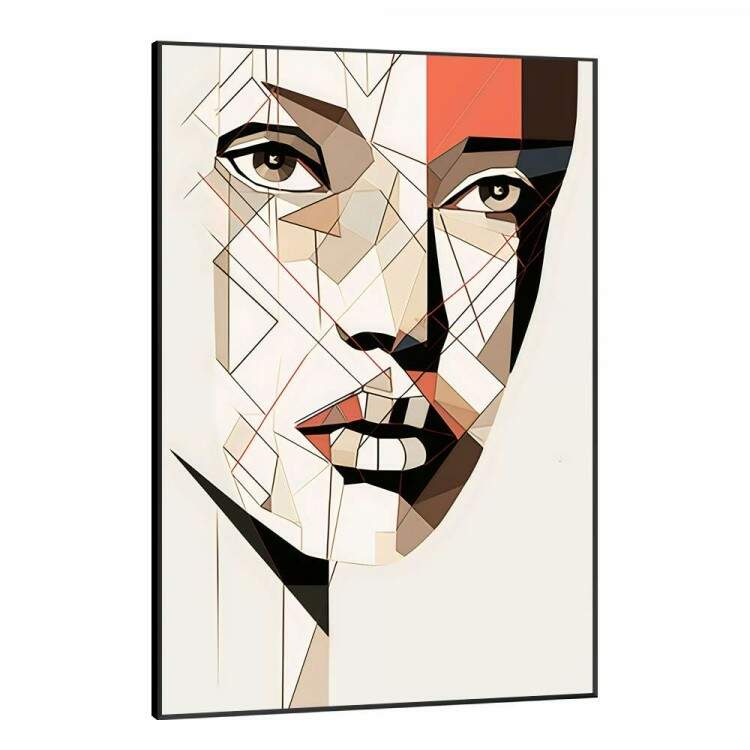 Quadro Decorativo Geomtrico Arte Abstrata Rosto de Mulher