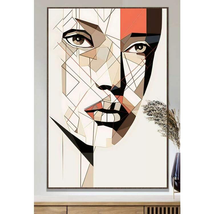 Quadro Decorativo Geomtrico Arte Abstrata Rosto de Mulher