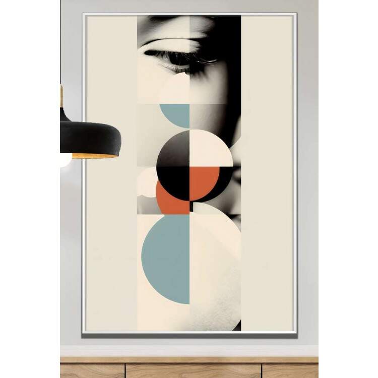 Quadro Decorativo Geomtrico Arte Abstrata Rosto Preto e Branco