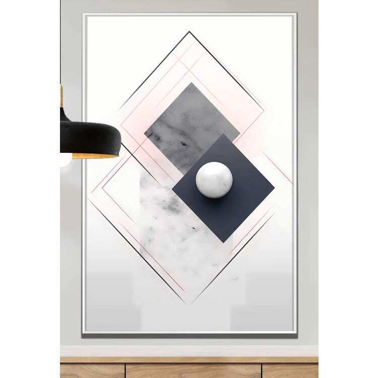 Quadro Decorativo Geomtrico Arte Abstrata Tons de Branco e Preto