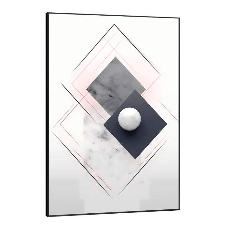 Quadro Decorativo Geomtrico Arte Abstrata Tons de Branco e Preto