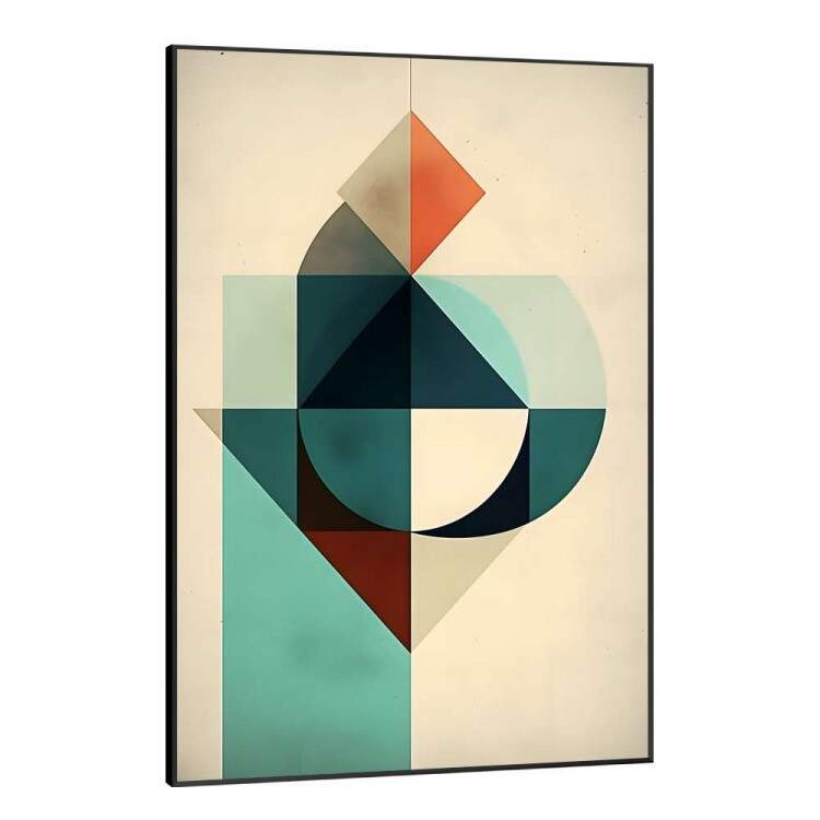 Quadro Decorativo Geomtrico Arte Abstrata Tons de Verde gua