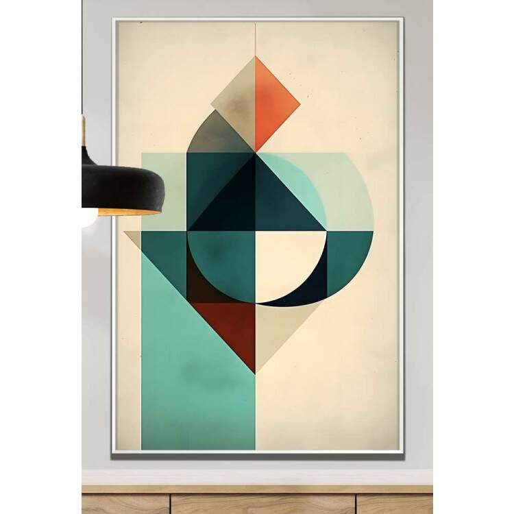 Quadro Decorativo Geomtrico Arte Abstrata Tons de Verde gua