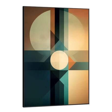 Quadro Decorativo Geomtrico Arte Abstrata Verde e Laranja