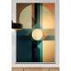 Quadro Decorativo Geom�trico Arte Abstrata Verde e Laranja