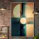 Quadro Decorativo Geom�trico Arte Abstrata Verde e Laranja
