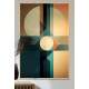 Quadro Decorativo Geom�trico Arte Abstrata Verde e Laranja